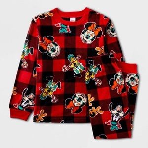 Disney Fleece Christmas Plaid Mickey & Friends Pajama set